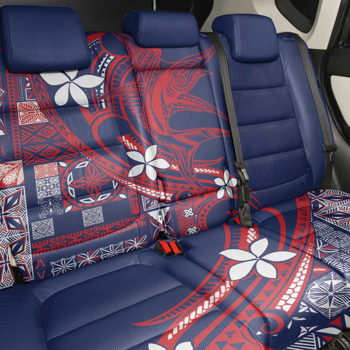 Samoa Manuia le Aso Tuto'atasi Back Car Seat Cover Siapo Mamanu Mix Tatau Marlin - Flag Color LT7 - Polynesian Pride
