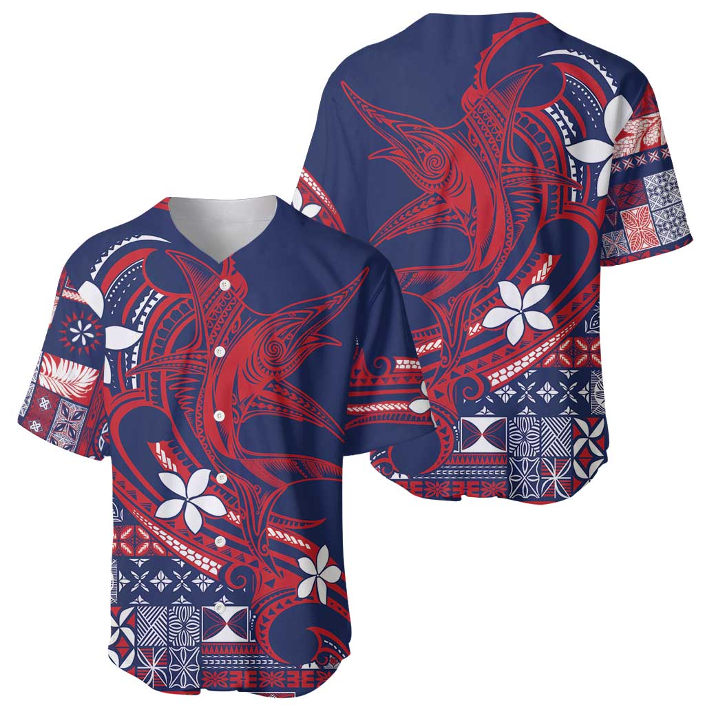 Samoa Manuia le Aso Tuto'atasi Baseball Jersey Siapo Mamanu Mix Tatau Marlin - Flag Color LT7 - Polynesian Pride