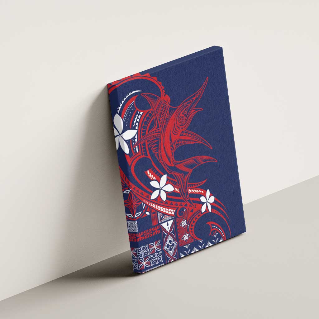 Samoa Manuia le Aso Tuto'atasi Canvas Wall Art Siapo Mamanu Mix Tatau Marlin - Flag Color LT7 - Polynesian Pride
