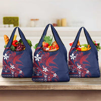 Samoa Manuia le Aso Tuto'atasi Grocery Bag Siapo Mamanu Mix Tatau Marlin - Flag Color LT7 3-pack One Size Blue - Polynesian Pride