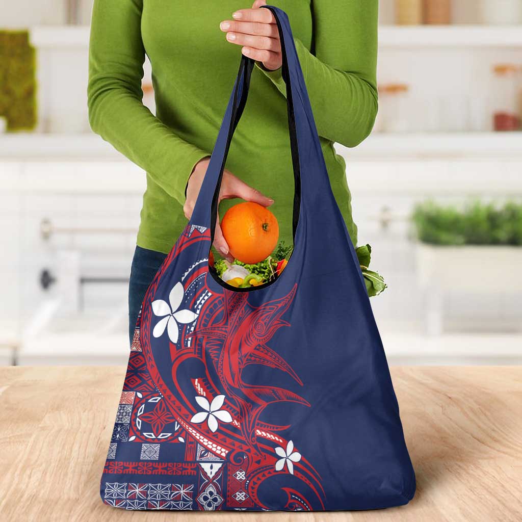 Samoa Manuia le Aso Tuto'atasi Grocery Bag Siapo Mamanu Mix Tatau Marlin - Flag Color LT7 - Polynesian Pride
