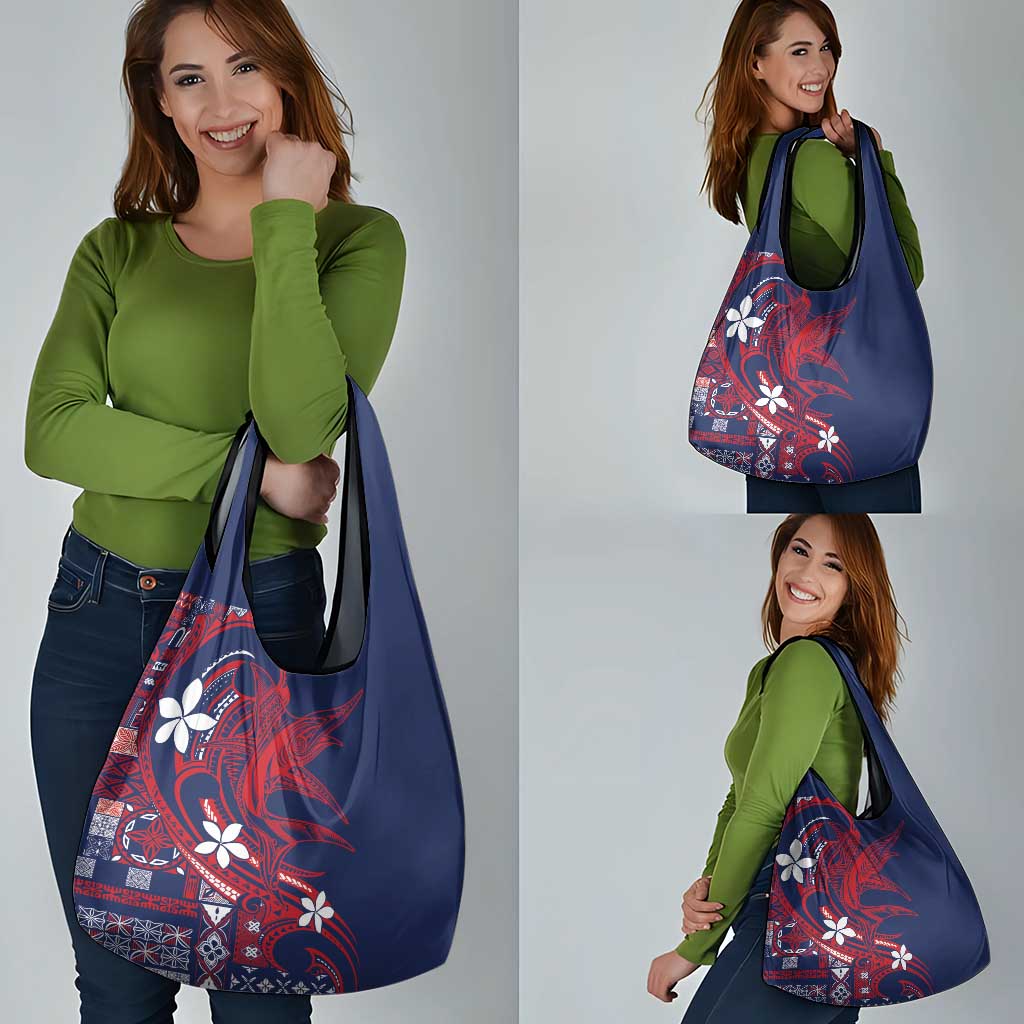 Samoa Manuia le Aso Tuto'atasi Grocery Bag Siapo Mamanu Mix Tatau Marlin - Flag Color LT7 - Polynesian Pride