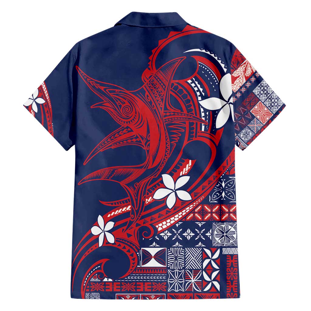 Samoa Manuia le Aso Tuto'atasi Hawaiian Shirt Siapo Mamanu Mix Tatau Marlin - Flag Color LT7 - Polynesian Pride