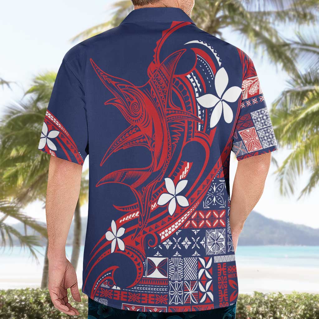 Samoa Manuia le Aso Tuto'atasi Hawaiian Shirt Siapo Mamanu Mix Tatau Marlin - Flag Color LT7 - Polynesian Pride