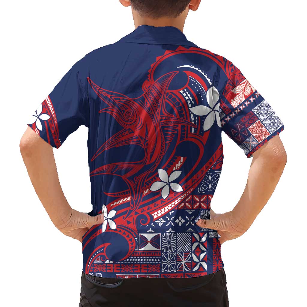Samoa Manuia le Aso Tuto'atasi Hawaiian Shirt Siapo Mamanu Mix Tatau Marlin - Flag Color LT7 - Polynesian Pride