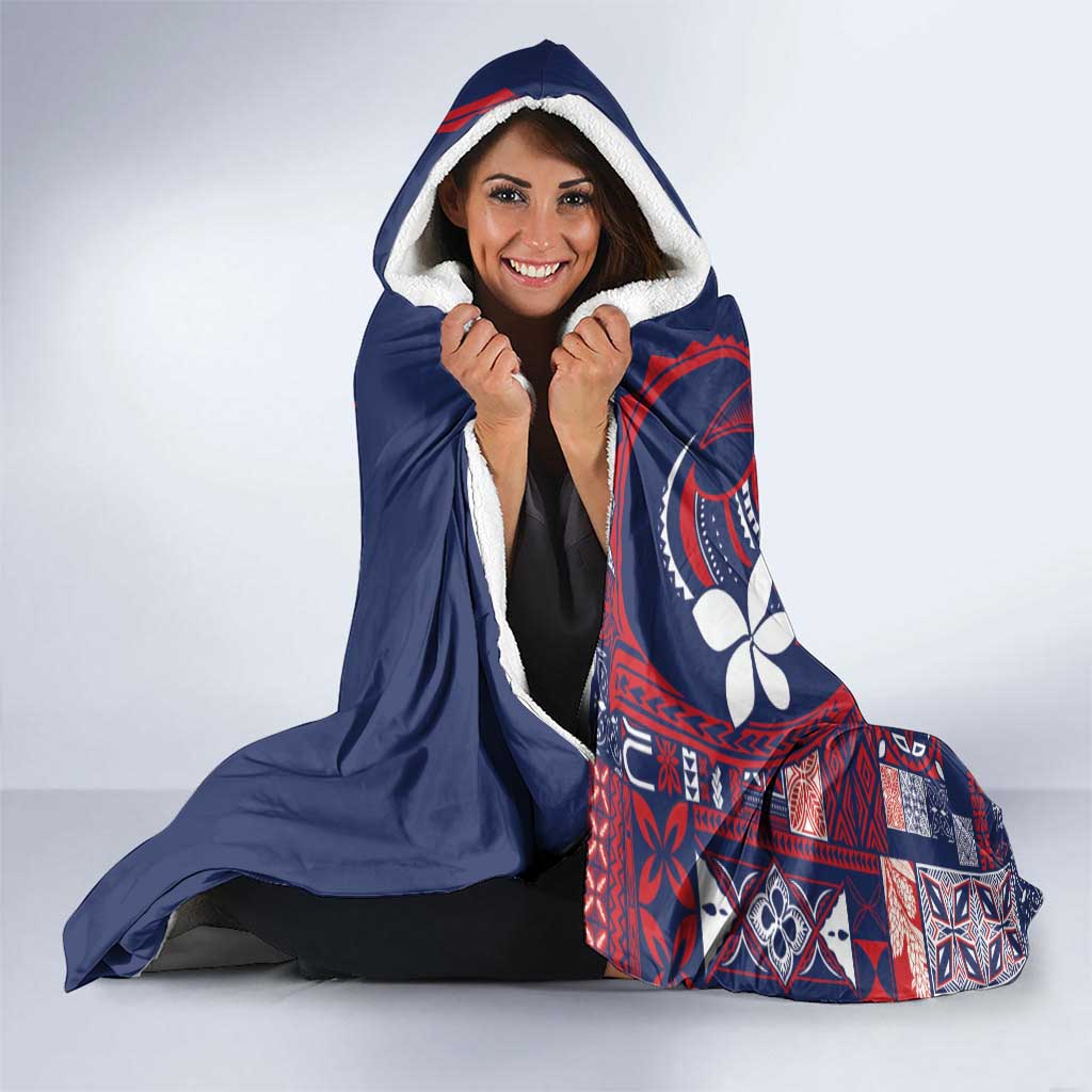 Samoa Manuia le Aso Tuto'atasi Hooded Blanket Siapo Mamanu Mix Tatau Marlin - Flag Color LT7 - Polynesian Pride