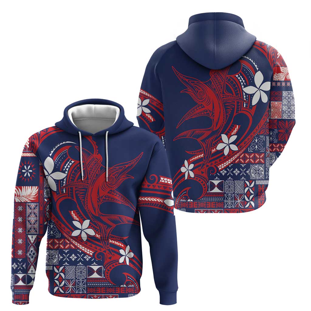 Samoa Manuia le Aso Tuto'atasi Hoodie Siapo Mamanu Mix Tatau Marlin - Flag Color LT7 - Polynesian Pride