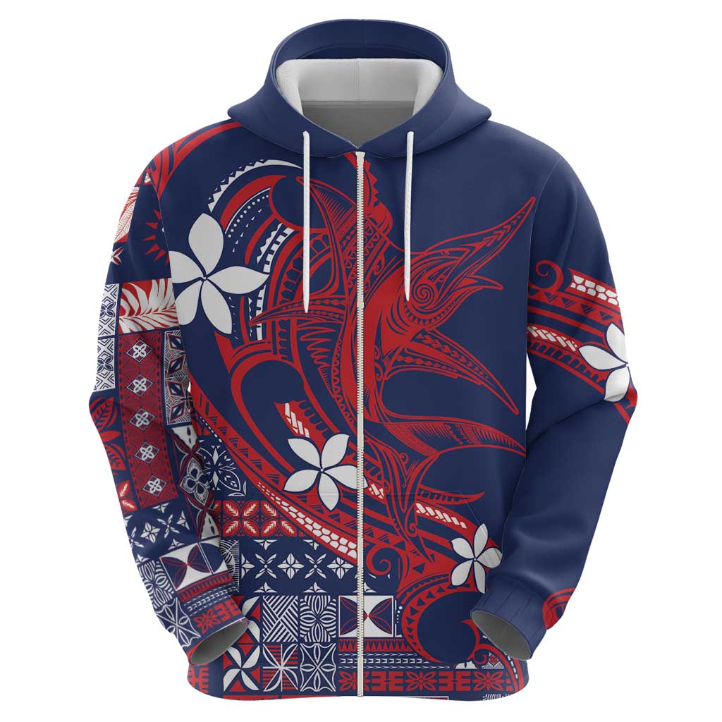 Samoa Manuia le Aso Tuto'atasi Hoodie Siapo Mamanu Mix Tatau Marlin - Flag Color LT7 - Polynesian Pride