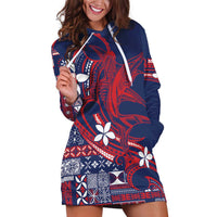 Samoa Manuia le Aso Tuto'atasi Hoodie Dress Siapo Mamanu Mix Tatau Marlin - Flag Color LT7 Blue - Polynesian Pride