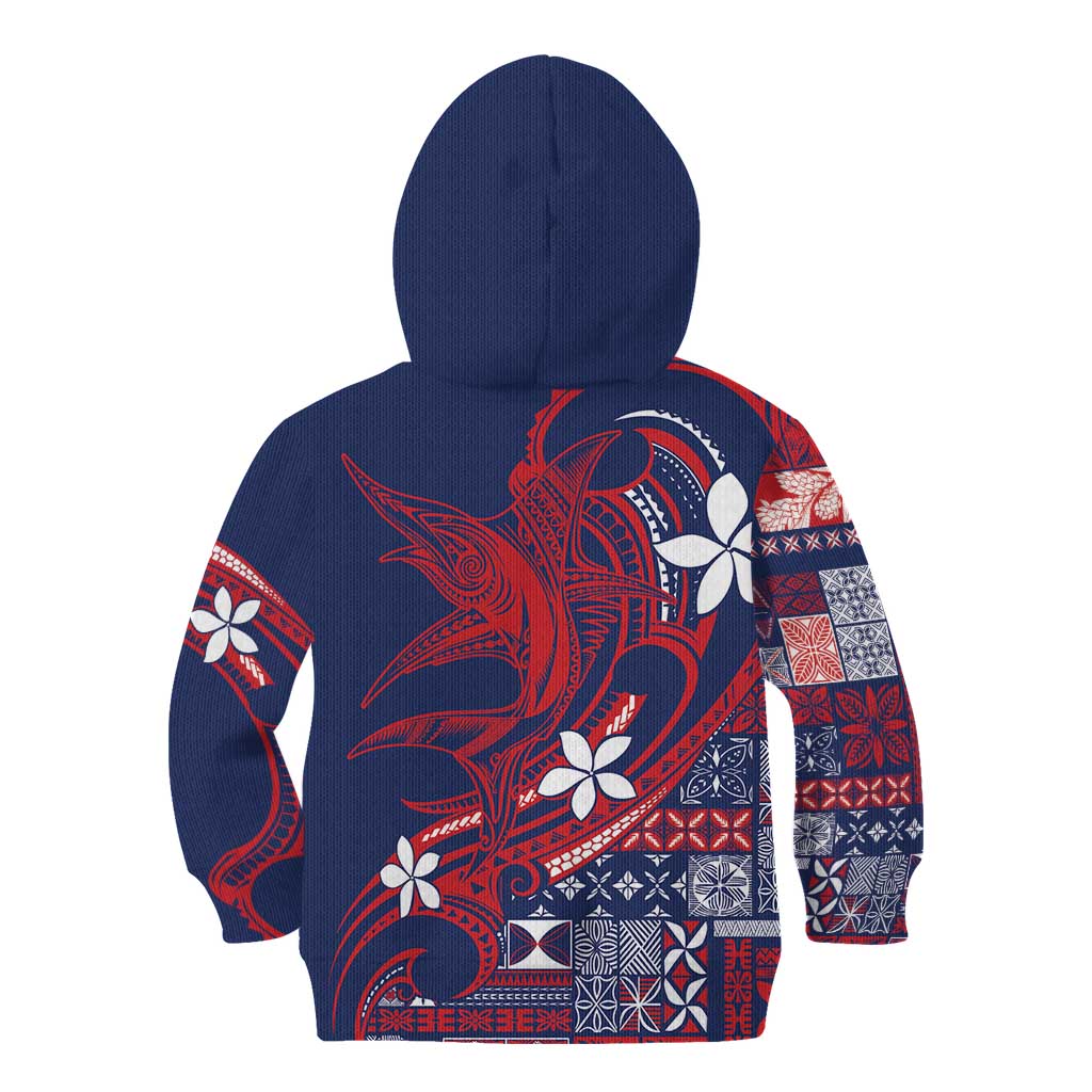Samoa Manuia le Aso Tuto'atasi Kid Hoodie Siapo Mamanu Mix Tatau Marlin - Flag Color LT7 - Polynesian Pride