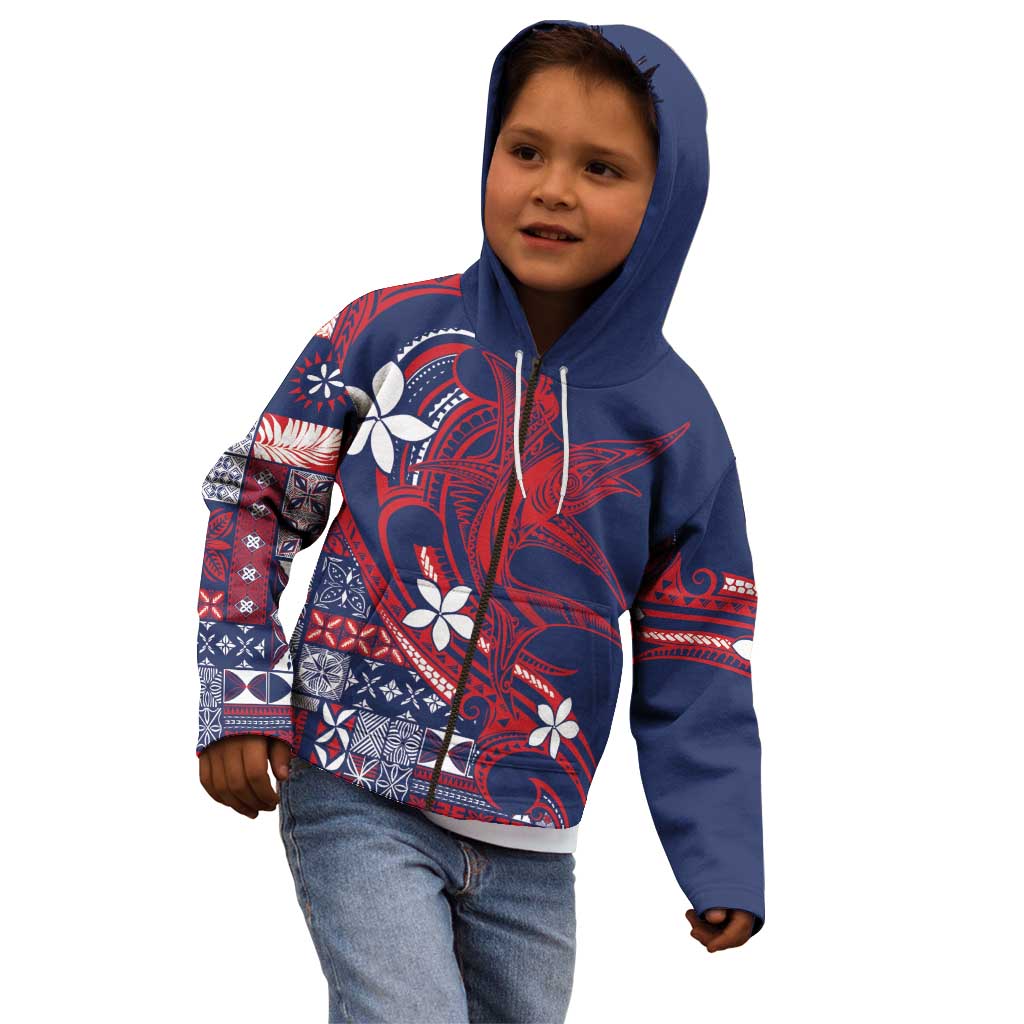 Samoa Manuia le Aso Tuto'atasi Kid Hoodie Siapo Mamanu Mix Tatau Marlin - Flag Color LT7 - Polynesian Pride