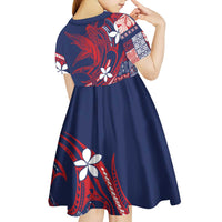 Samoa Manuia le Aso Tuto'atasi Kid Short Sleeve Dress Siapo Mamanu Mix Tatau Marlin - Flag Color LT7 - Polynesian Pride