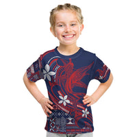 Samoa Manuia le Aso Tuto'atasi Kid T Shirt Siapo Mamanu Mix Tatau Marlin - Flag Color LT7 Blue - Polynesian Pride