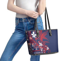 Samoa Manuia le Aso Tuto'atasi Leather Tote Bag Siapo Mamanu Mix Tatau Marlin - Flag Color LT7 - Polynesian Pride