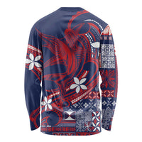 Samoa Manuia le Aso Tuto'atasi Long Sleeve Shirt Siapo Mamanu Mix Tatau Marlin - Flag Color LT7 - Polynesian Pride