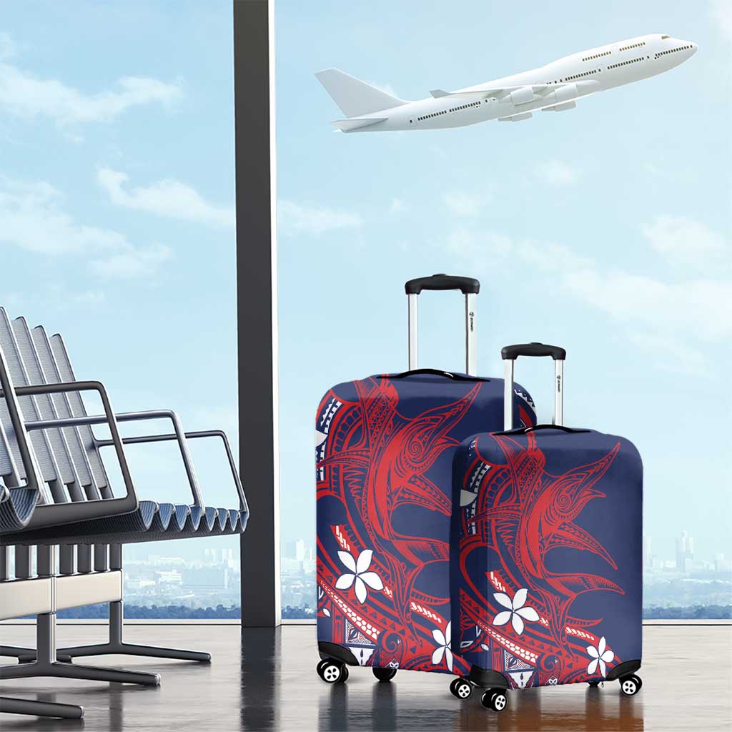 Samoa Manuia le Aso Tuto'atasi Luggage Cover Siapo Mamanu Mix Tatau Marlin - Flag Color LT7 - Polynesian Pride