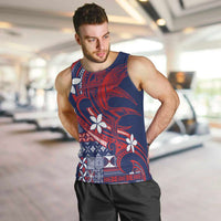 Samoa Manuia le Aso Tuto'atasi Men Tank Top Siapo Mamanu Mix Tatau Marlin - Flag Color LT7 Blue - Polynesian Pride
