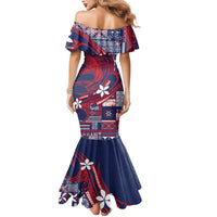 Samoa Manuia le Aso Tuto'atasi Mermaid Dress Siapo Mamanu Mix Tatau Marlin - Flag Color LT7 - Polynesian Pride