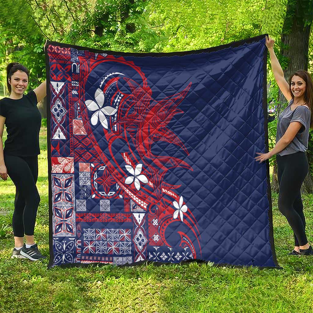 Samoa Manuia le Aso Tuto'atasi Quilt Siapo Mamanu Mix Tatau Marlin - Flag Color LT7 - Polynesian Pride