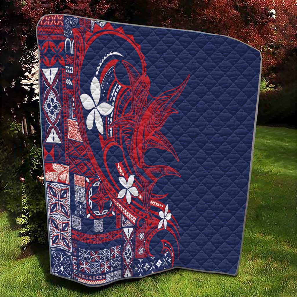 Samoa Manuia le Aso Tuto'atasi Quilt Siapo Mamanu Mix Tatau Marlin - Flag Color LT7 - Polynesian Pride