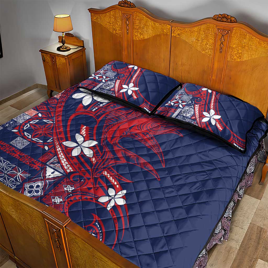 Samoa Manuia le Aso Tuto'atasi Quilt Bed Set Siapo Mamanu Mix Tatau Marlin - Flag Color LT7 - Polynesian Pride