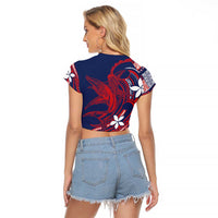 Samoa Manuia le Aso Tuto'atasi Raglan Cropped T Shirt Siapo Mamanu Mix Tatau Marlin - Flag Color LT7 - Polynesian Pride