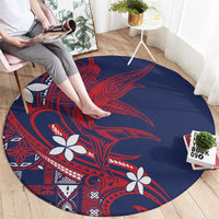 Samoa Manuia le Aso Tuto'atasi Round Carpet Siapo Mamanu Mix Tatau Marlin - Flag Color LT7 - Polynesian Pride