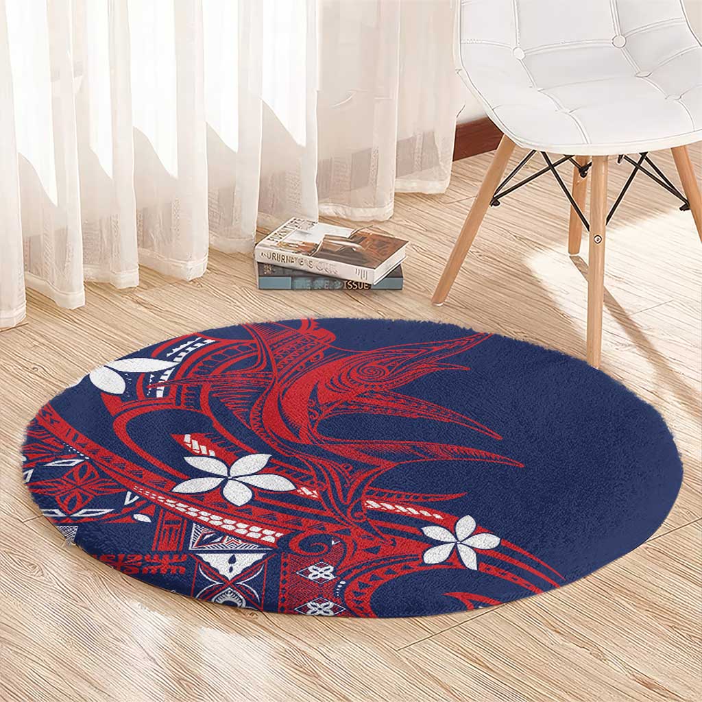 Samoa Manuia le Aso Tuto'atasi Round Carpet Siapo Mamanu Mix Tatau Marlin - Flag Color LT7 - Polynesian Pride