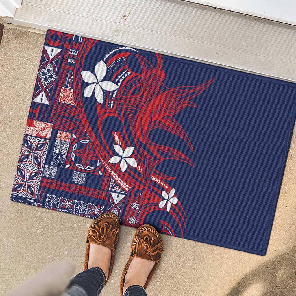 Samoa Manuia le Aso Tuto'atasi Rubber Doormat Siapo Mamanu Mix Tatau Marlin - Flag Color LT7 - Polynesian Pride