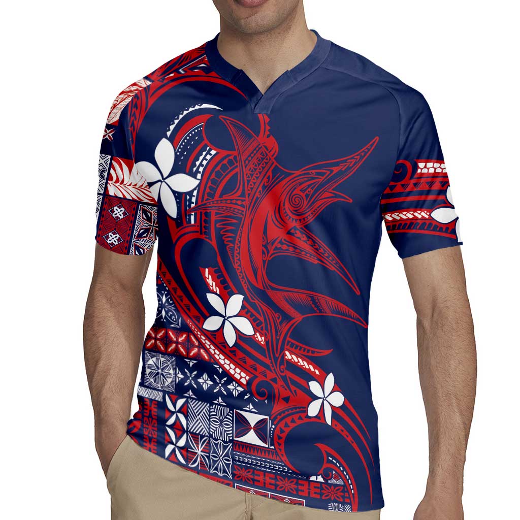 Samoa Manuia le Aso Tuto'atasi Rugby Jersey Siapo Mamanu Mix Tatau Marlin - Flag Color LT7 - Polynesian Pride