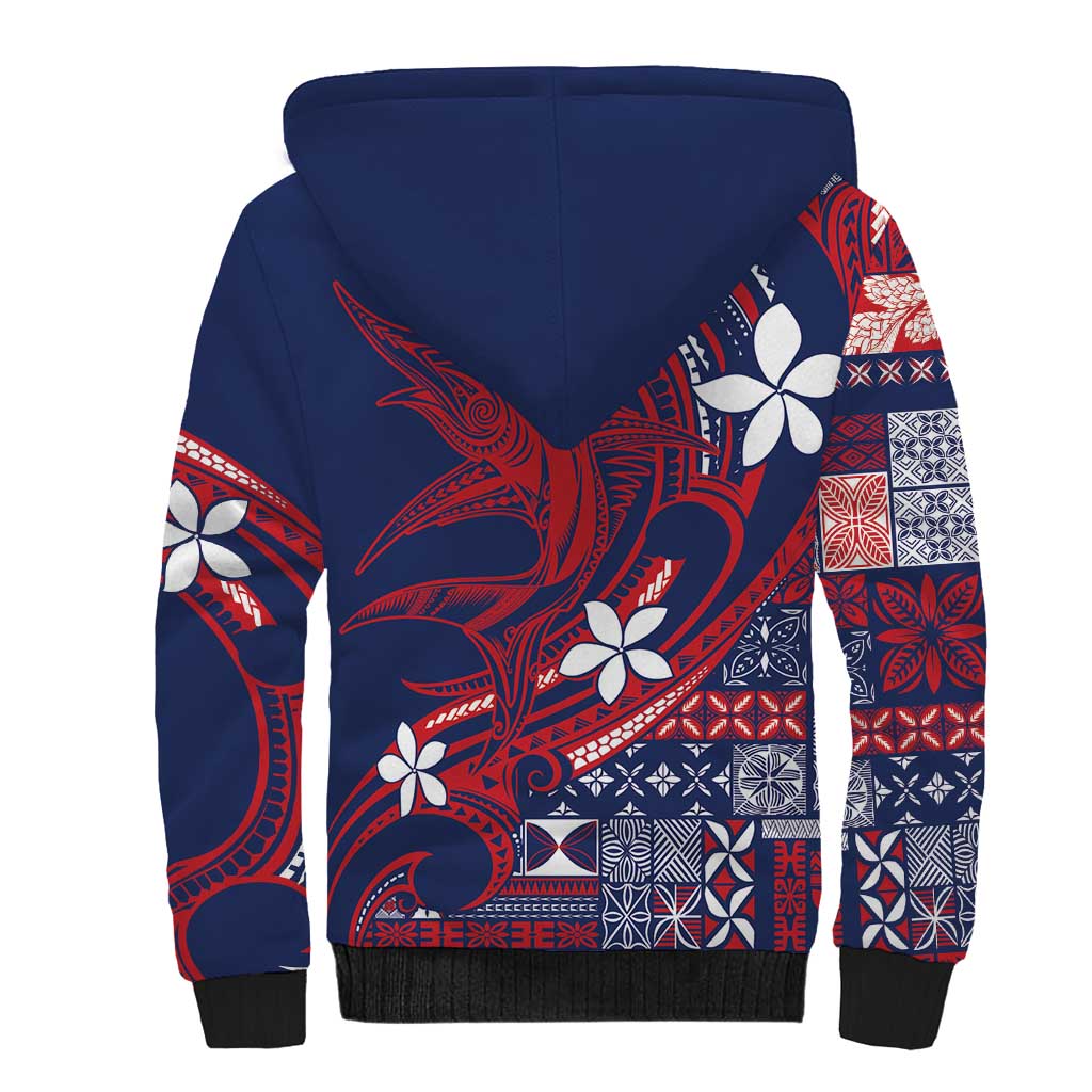 Samoa Manuia le Aso Tuto'atasi Sherpa Hoodie Siapo Mamanu Mix Tatau Marlin - Flag Color LT7 - Polynesian Pride