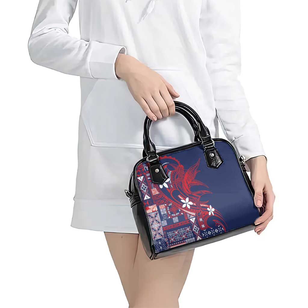 Samoa Manuia le Aso Tuto'atasi Shoulder Handbag Siapo Mamanu Mix Tatau Marlin - Flag Color LT7 - Polynesian Pride