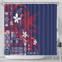 Samoa Manuia le Aso Tuto'atasi Shower Curtain Siapo Mamanu Mix Tatau Marlin - Flag Color LT7 - Polynesian Pride