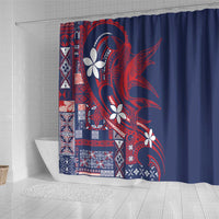 Samoa Manuia le Aso Tuto'atasi Shower Curtain Siapo Mamanu Mix Tatau Marlin - Flag Color LT7 - Polynesian Pride