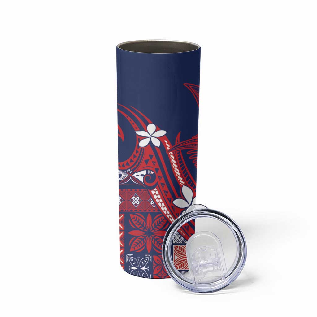 Samoa Manuia le Aso Tuto'atasi Skinny Tumbler Siapo Mamanu Mix Tatau Marlin - Flag Color LT7 - Polynesian Pride