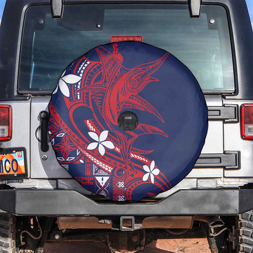 Samoa Manuia le Aso Tuto'atasi Spare Tire Cover Siapo Mamanu Mix Tatau Marlin - Flag Color LT7 Blue - Polynesian Pride