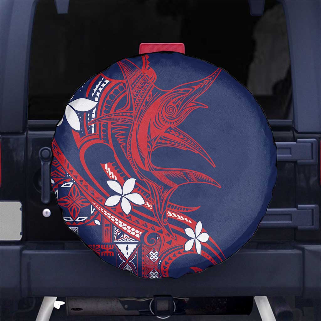 Samoa Manuia le Aso Tuto'atasi Spare Tire Cover Siapo Mamanu Mix Tatau Marlin - Flag Color LT7 No hole Blue - Polynesian Pride