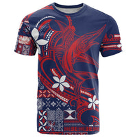 Samoa Manuia le Aso Tuto'atasi T Shirt Siapo Mamanu Mix Tatau Marlin - Flag Color LT7 Blue - Polynesian Pride