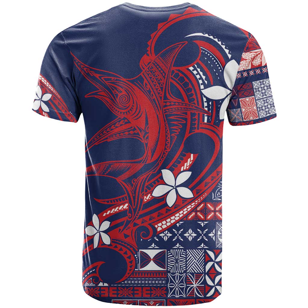 Samoa Manuia le Aso Tuto'atasi T Shirt Siapo Mamanu Mix Tatau Marlin - Flag Color LT7 - Polynesian Pride