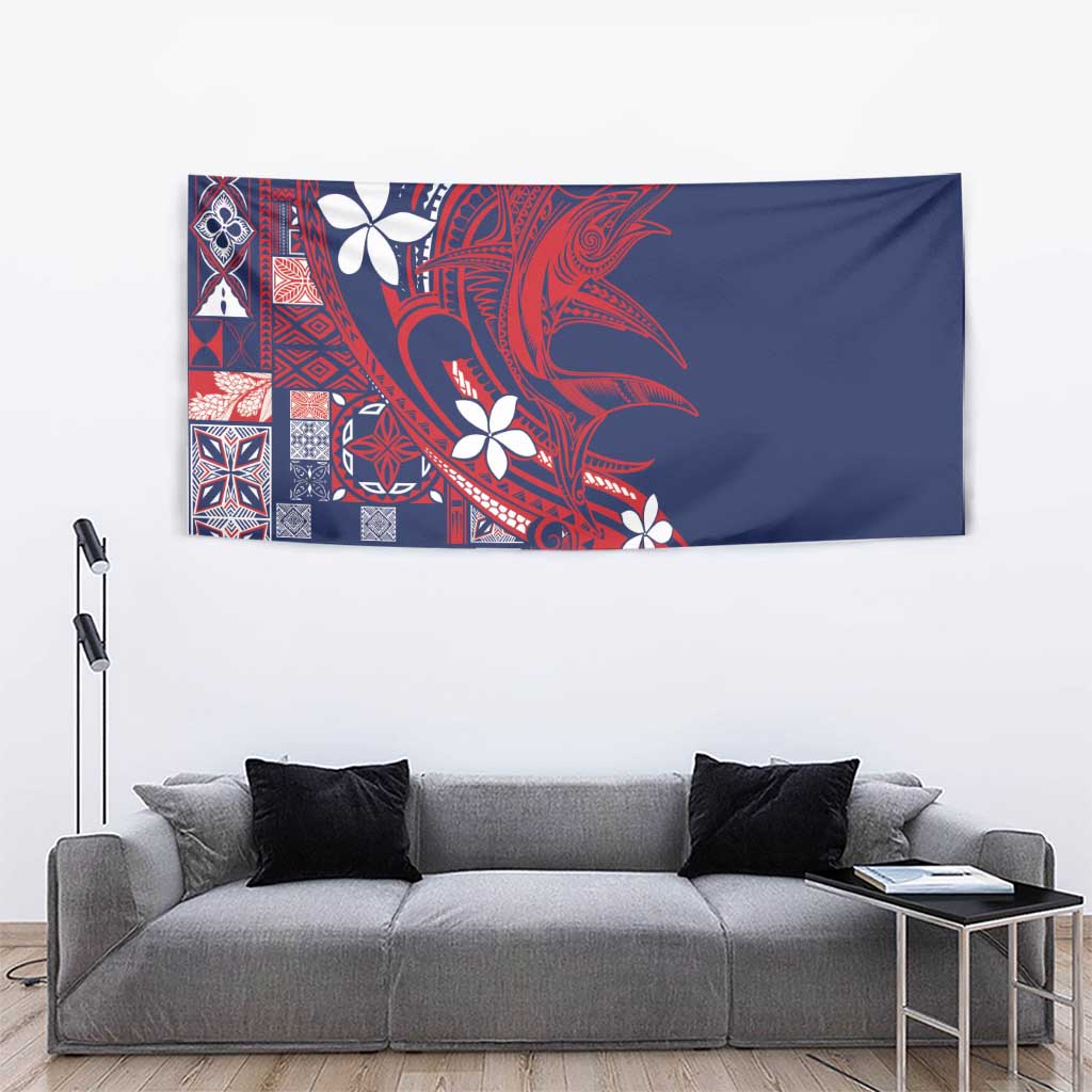 Samoa Manuia le Aso Tuto'atasi Tapestry Siapo Mamanu Mix Tatau Marlin - Flag Color LT7 - Polynesian Pride