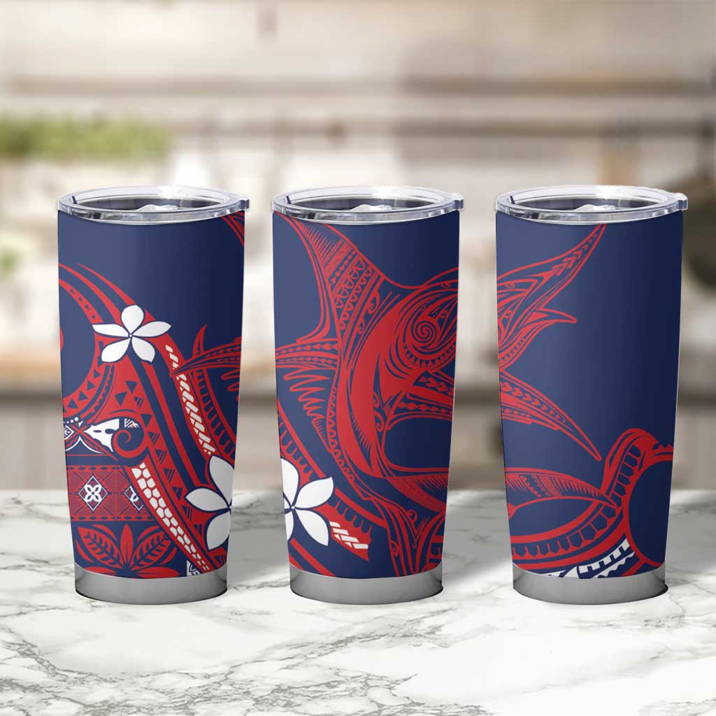 Samoa Manuia le Aso Tuto'atasi Tumbler Cup Siapo Mamanu Mix Tatau Marlin - Flag Color LT7 - Polynesian Pride