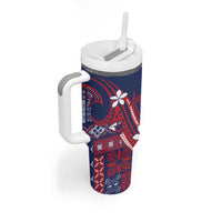 Samoa Manuia le Aso Tuto'atasi Tumbler With Handle Siapo Mamanu Mix Tatau Marlin - Flag Color LT7 - Polynesian Pride