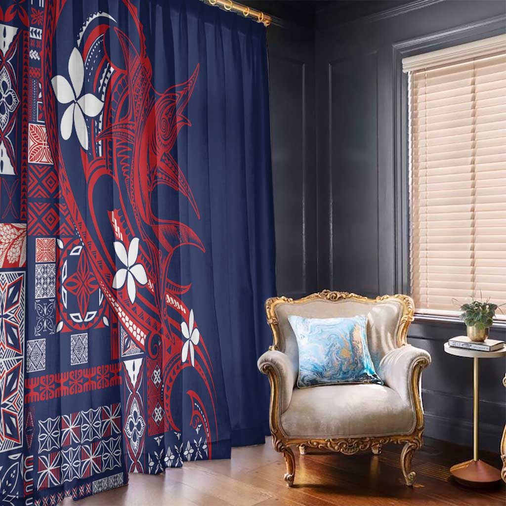 Samoa Manuia le Aso Tuto'atasi Window Curtain Siapo Mamanu Mix Tatau Marlin - Flag Color LT7 - Polynesian Pride