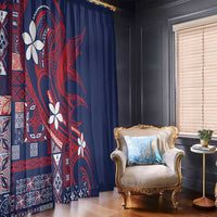 Samoa Manuia le Aso Tuto'atasi Window Curtain Siapo Mamanu Mix Tatau Marlin - Flag Color LT7 - Polynesian Pride