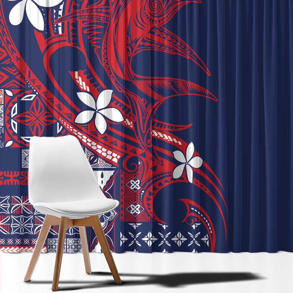 Samoa Manuia le Aso Tuto'atasi Window Curtain Siapo Mamanu Mix Tatau Marlin - Flag Color LT7 - Polynesian Pride