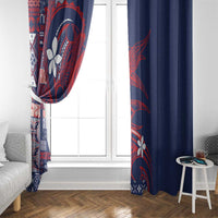 Samoa Manuia le Aso Tuto'atasi Window Curtain Siapo Mamanu Mix Tatau Marlin - Flag Color LT7 - Polynesian Pride