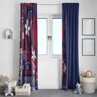 Samoa Manuia le Aso Tuto'atasi Window Curtain Siapo Mamanu Mix Tatau Marlin - Flag Color LT7 - Polynesian Pride