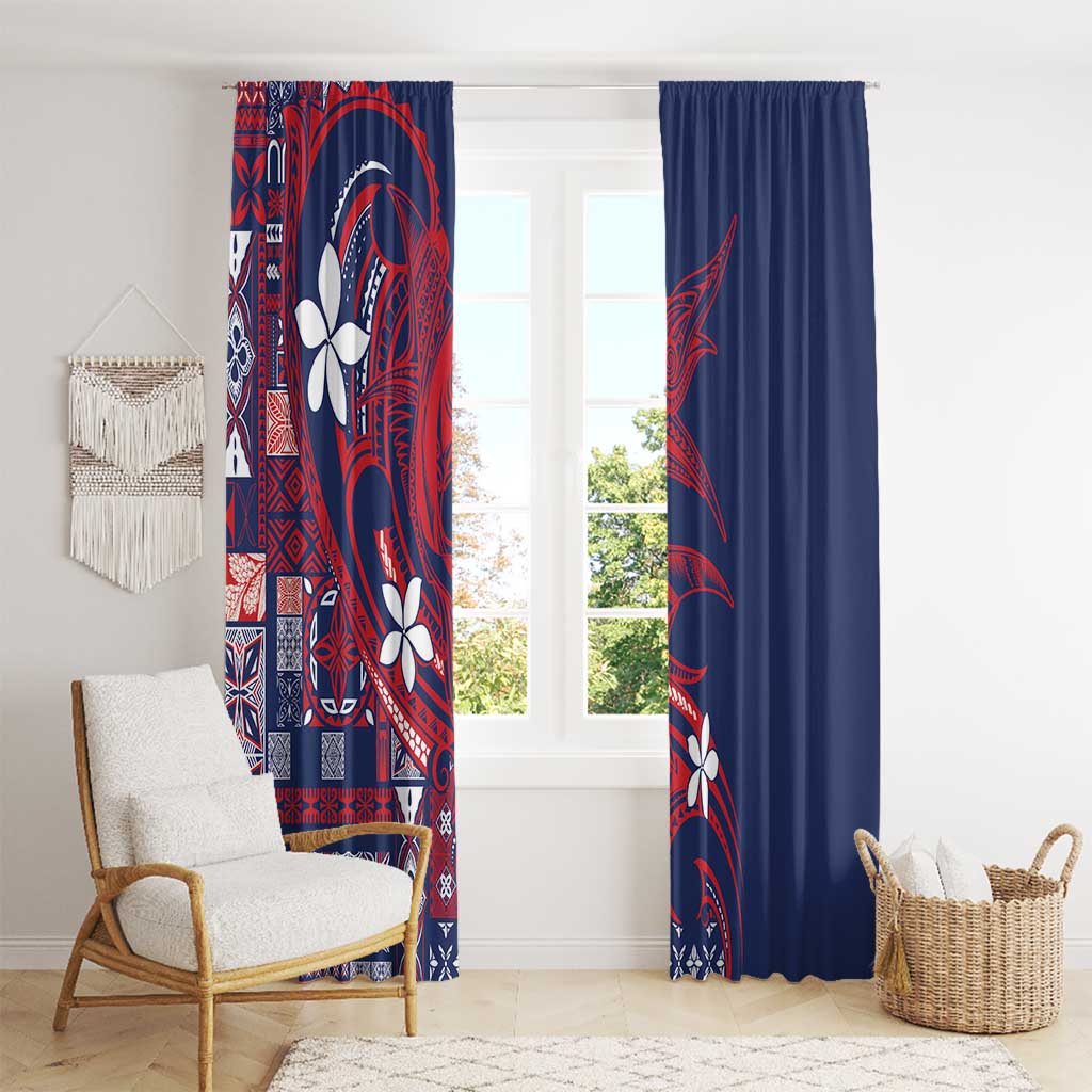 Samoa Manuia le Aso Tuto'atasi Window Curtain Siapo Mamanu Mix Tatau Marlin - Flag Color LT7 - Polynesian Pride