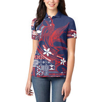 Samoa Manuia le Aso Tuto'atasi Women Polo Shirt Siapo Mamanu Mix Tatau Marlin - Flag Color LT7 - Polynesian Pride