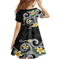 Kanaka Maoli Hawaii Plumeria Family Matching Long Sleeve Bodycon Dress and Hawaiian Shirt Dancing Tentacles Black Style LT7 - Polynesian Pride